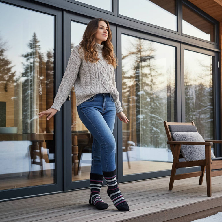 ALPACA SOCKS • STRIPE • MAUVE | APPAREL