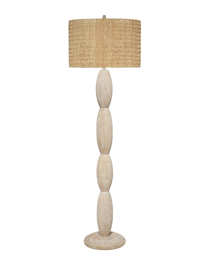 ALMOND FLOOR LAMP, WHITE WASHED WOOD
