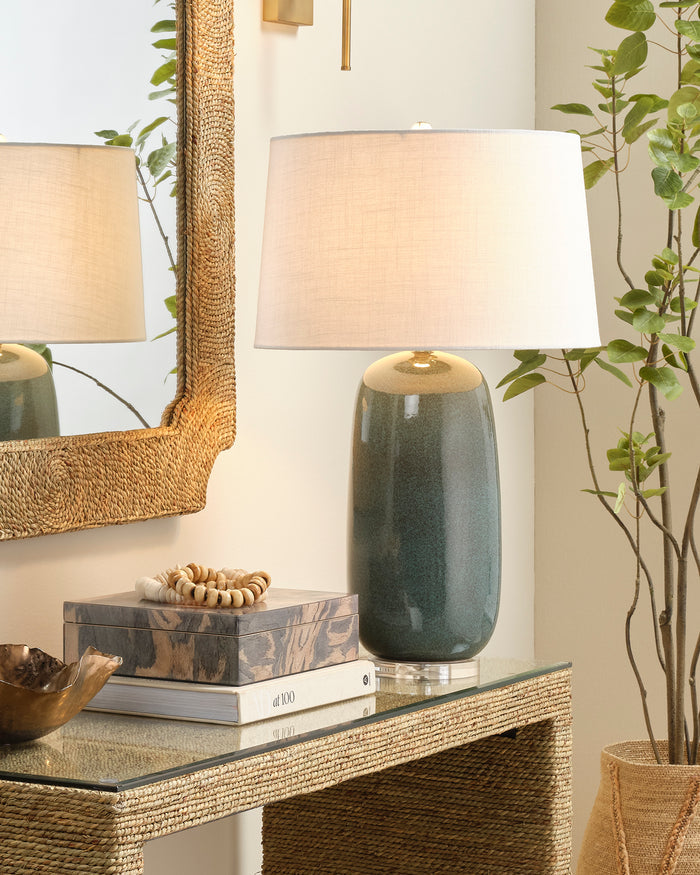 BALSAM TABLE LAMP, TEAL CERAMIC
