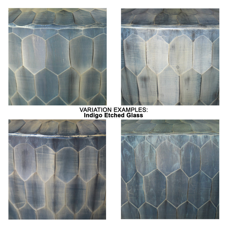 BOA TABLE LAMP, INDIGO ETCHED GLASS