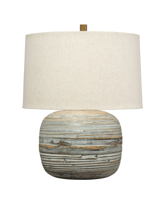 COCOON TABLE LAMP, WHITE WASHED BAMBOO