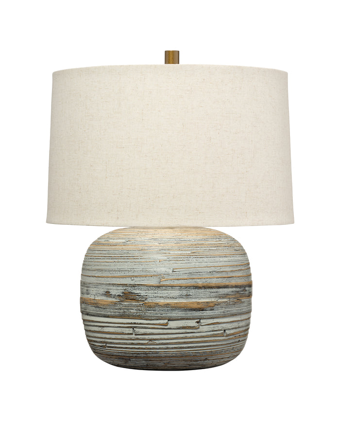 COCOON TABLE LAMP, WHITE WASHED BAMBOO