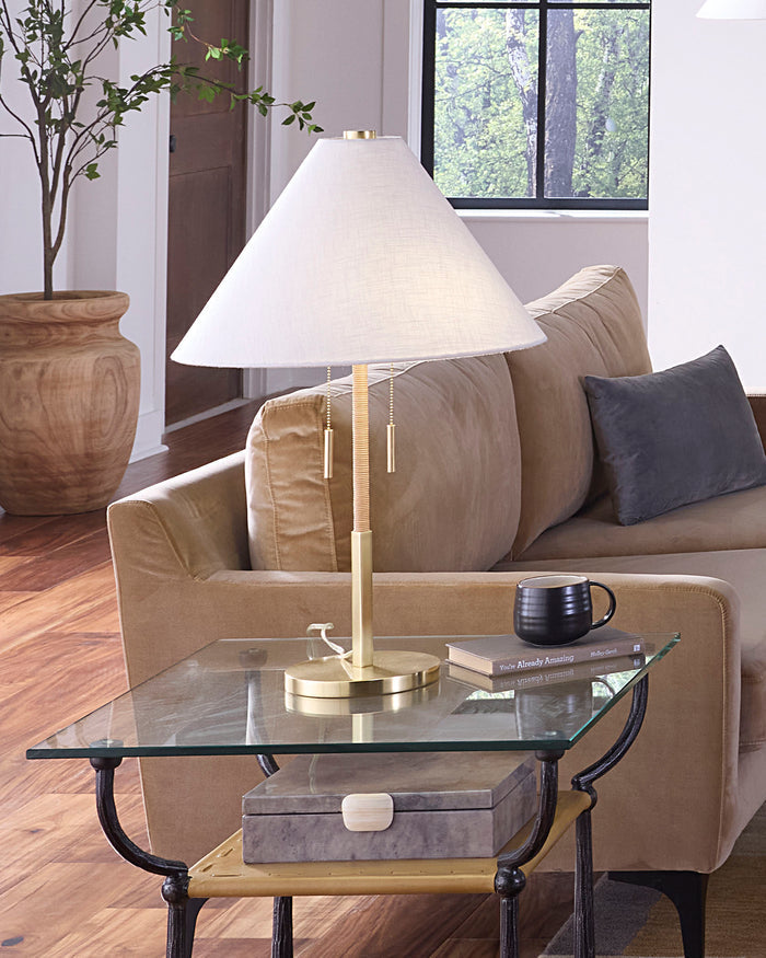 HARRISON TABLE LAMP, RATTAN