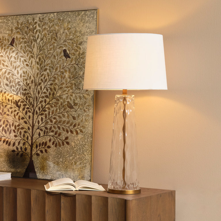 TABLE LAMP, HAMMERED GLASS
