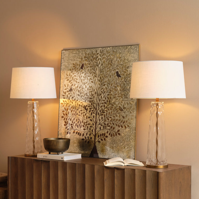 TABLE LAMP, HAMMERED GLASS