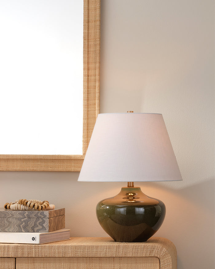 MONROE TABLE LAMP, OLIVE CERAMIC