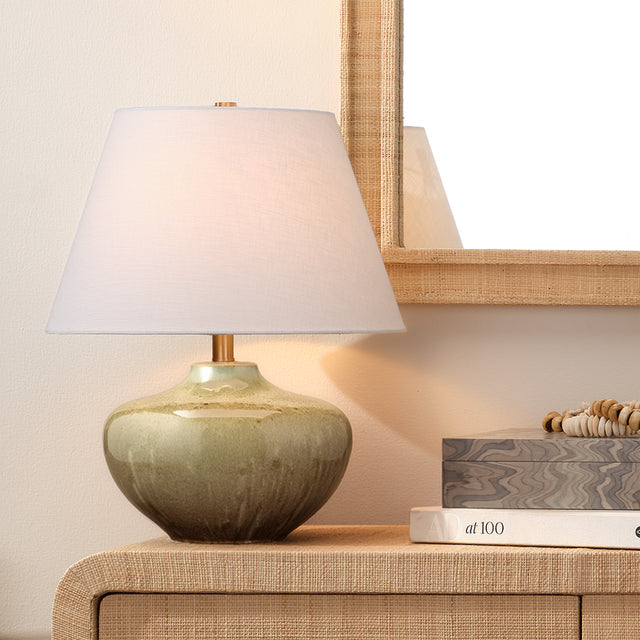 MONROE TABLE LAMP, OLIVE CERAMIC
