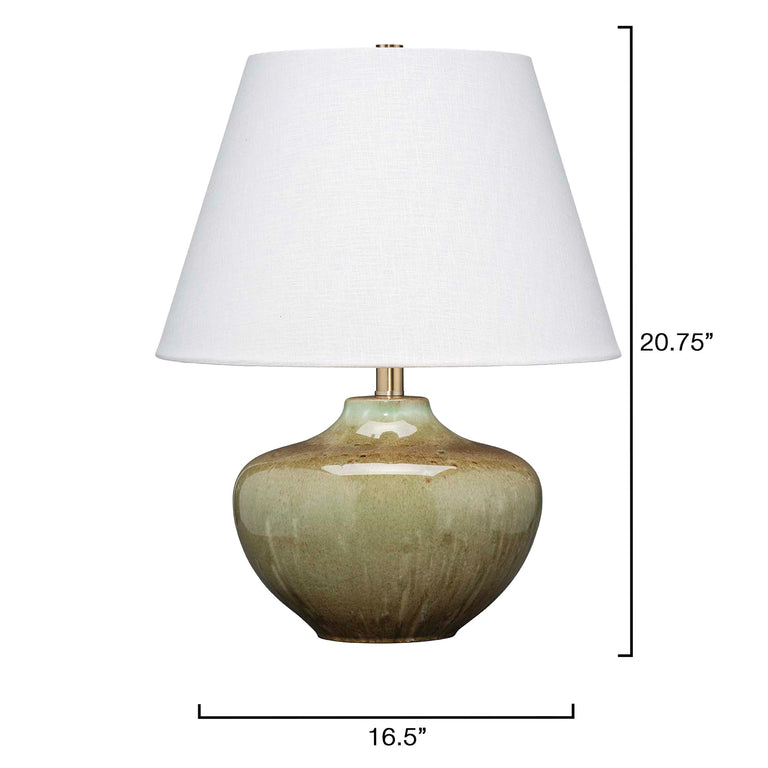 MONROE TABLE LAMP, OLIVE CERAMIC