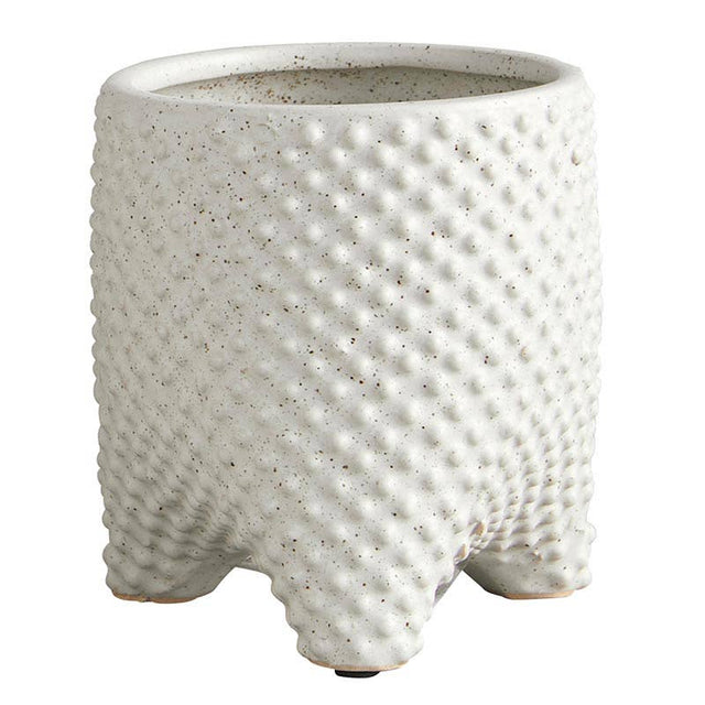 IVORY TEXTURED TRIPOD POT | VASES