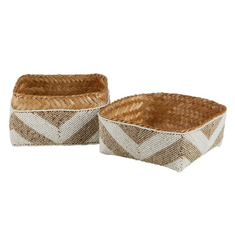 SAND PATTERNED BEADED BASKETS | STORAGE