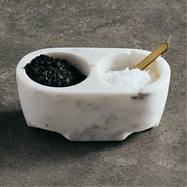 COVA MARBLE SALT AND PEPPER CELLAR SET | ENTERTAINING