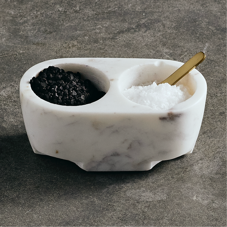 COVA MARBLE SALT AND PEPPER CELLAR SET | ENTERTAINING