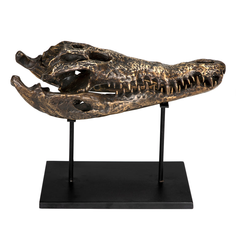 BRASS ALLIGATOR ON STAND | OBJECTS