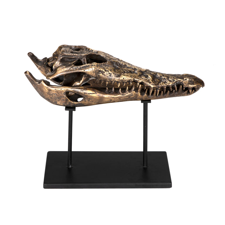 BRASS ALLIGATOR ON STAND | OBJECTS