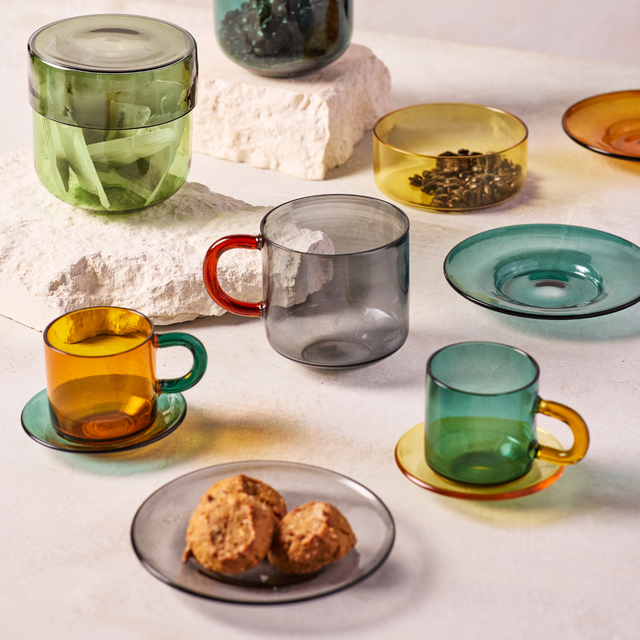 NIKO GLASS ESPRESSO CUP & SAUCER, SET OF 4 | MUGS, COFFEE, & TEA