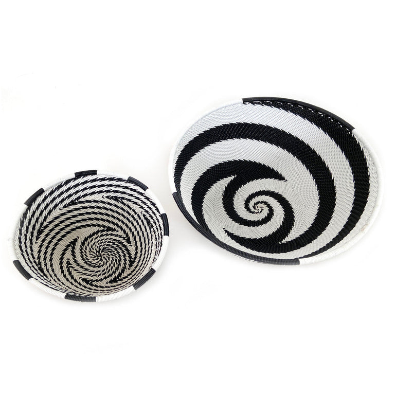 Zulu Wire Basket Bowl - Black + White from South Africa
