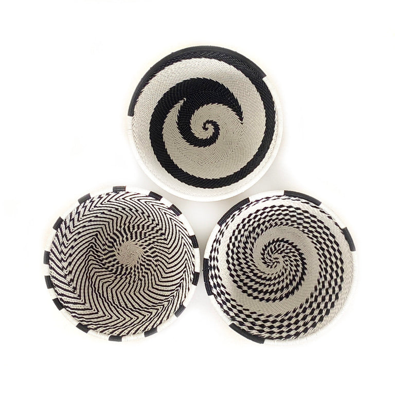 Zulu Wire Basket Bowl - Black + White from South Africa
