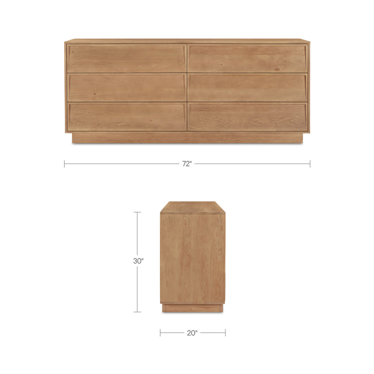 HUDSON 6 DRAWER DRESSER NATURAL