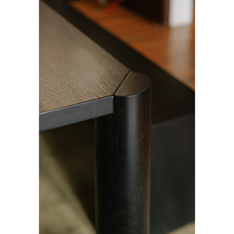 POST DINING TABLE SMALL OAK BLACK