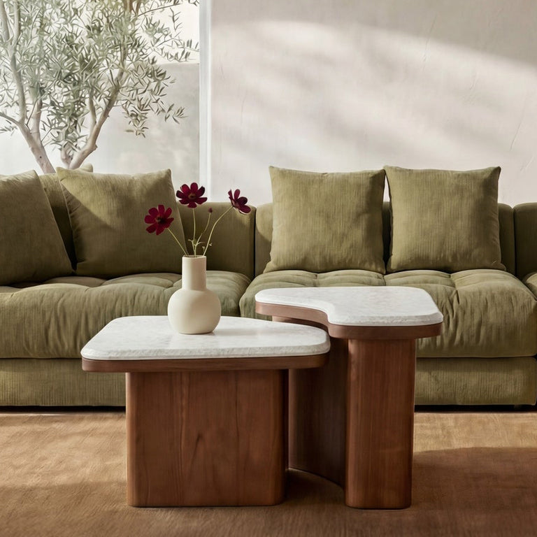 ABI NESTING COFFEE TABLE BEIGE COSMOS MARBLE