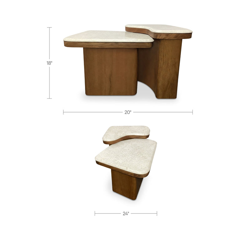 ABI NESTING COFFEE TABLE BEIGE COSMOS MARBLE
