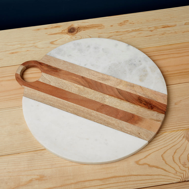 MOA MARBLE & WOOD ROUND BOARD | SERVING BOARDS