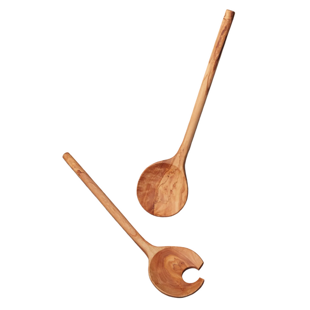 OLIVE WOOD CRESCENT SERVING SET | SERVING UTENSILS