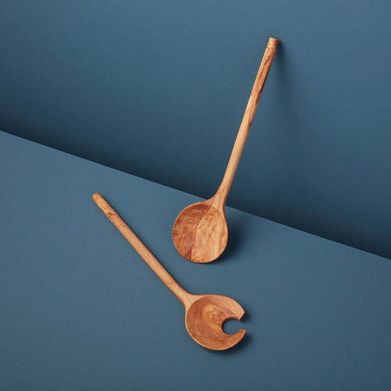 OLIVE WOOD CRESCENT SERVING SET | SERVING UTENSILS