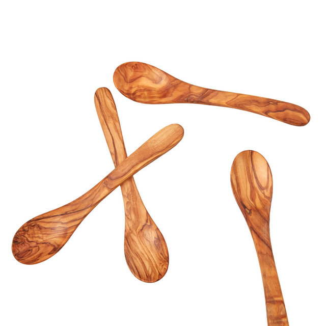 OLIVE WOOD SPOONS, SMALL SET OF 4 | SERVING UTENSILS