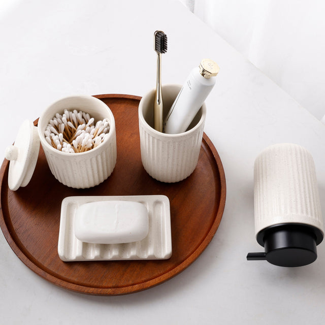 BOSILUNLIFE POCKMARK FOAMING BATHROOM SET RECYCLED ECO-CLAY | BATHROOM ACCESSORIES