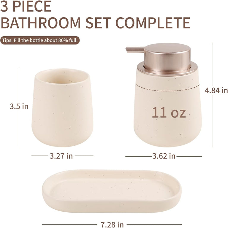 BOSILUNLIFE MODERN 3‘PIECE FOAMING BATHROOM SET RECYCLED ECO‘CLAY | BATHROOM ACCESSORIES