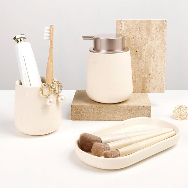 BOSILUNLIFE MODERN 3‘PIECE FOAMING BATHROOM SET RECYCLED ECO‘CLAY | BATHROOM ACCESSORIES