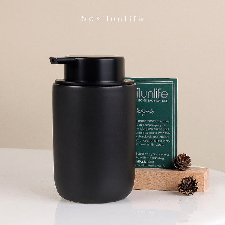 BosilunLife Liquid Soap Dispenser Slim Recycled Ceramic Eco-Clay