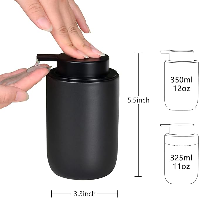 BosilunLife Liquid Soap Dispenser Slim Recycled Ceramic Eco-Clay
