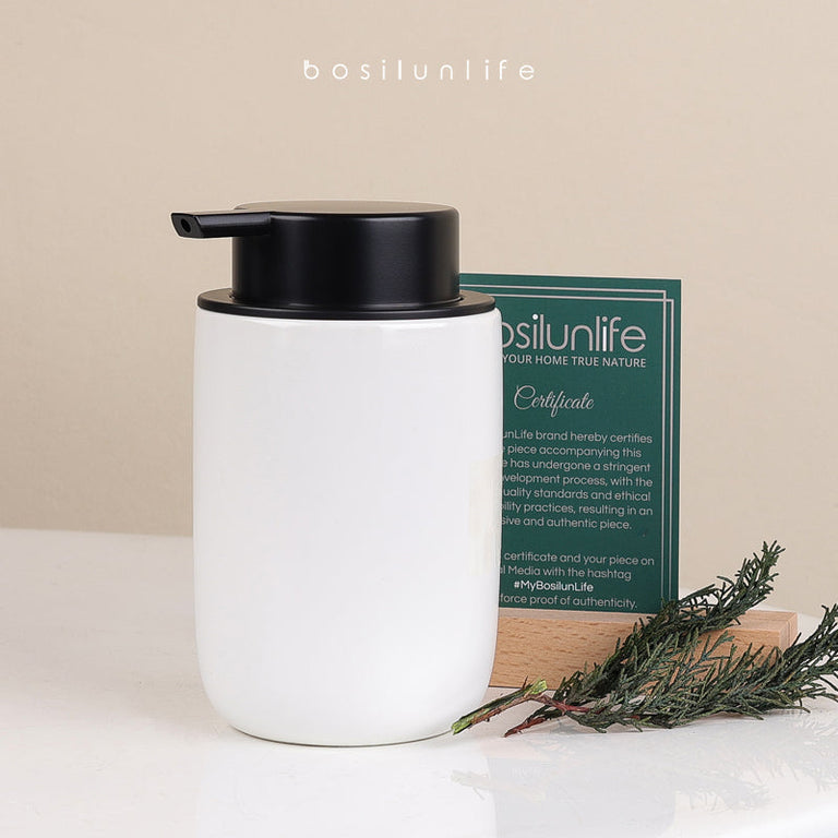 BosilunLife Liquid Soap Dispenser Slim Recycled Ceramic Eco-Clay