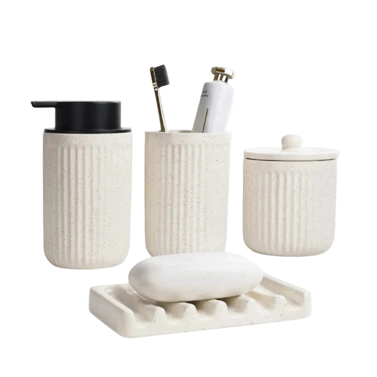 BosilunLife Pockmark 4-Piece Liquid Bathroom Set Recycled Ceramic Eco-Clay
