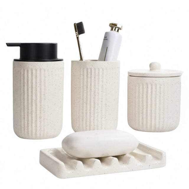 RECYCLED CERAMIC ECO CLAY 4-PIECE BATHROOM SET