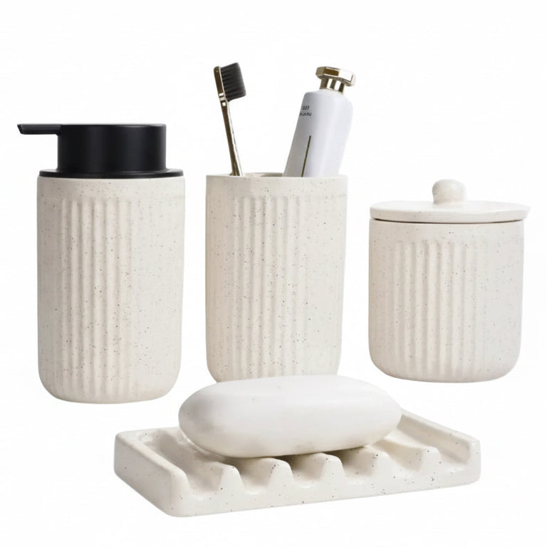 RECYCLED CERAMIC ECO CLAY 4-PIECE BATHROOM SET