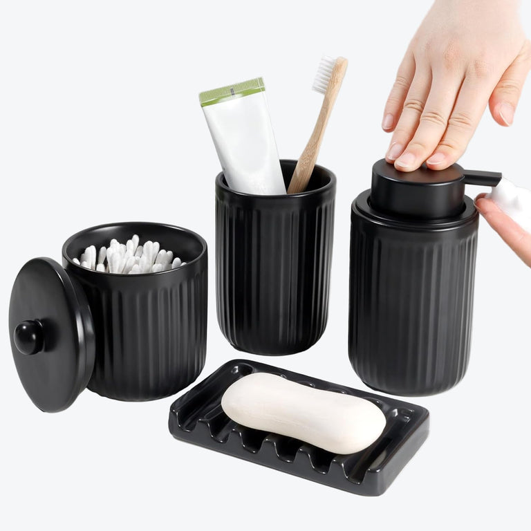 RECYCLED CERAMIC ECO CLAY 4-PIECE BATHROOM SET