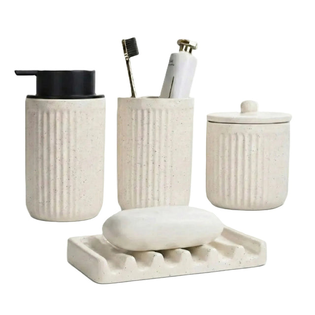 BOSILUNLIFE POCKMARK FOAMING BATHROOM SET RECYCLED ECO-CLAY | BATHROOM ACCESSORIES