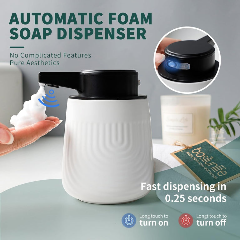 BOSILUNLIFE SOFTWAVE AUTOMATIC FOAMING SOAP DISPENSER RECYCLED ECO-CLAY 10 OZ