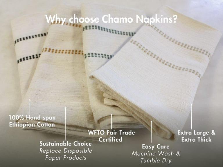 CHAMO HANDWOVEN ETHIOPIAN COTTON NAPKINS | SET OF 2 | ENTERTAINING
