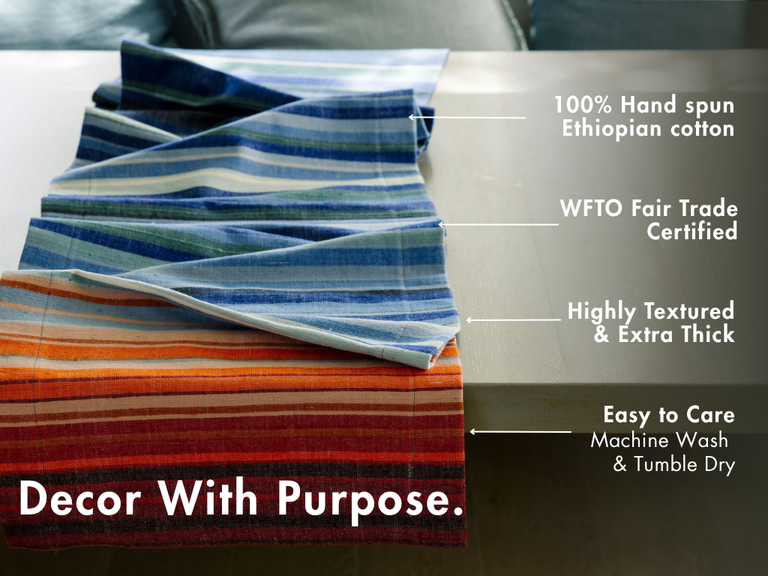 CLIMATE WARMING ETHIOPIAN HANDWOVEN TABLE RUNNER | ENTERTAINING