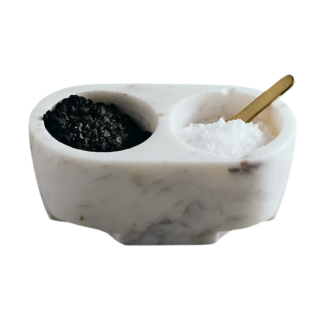 COVA MARBLE SALT AND PEPPER CELLAR SET | ENTERTAINING
