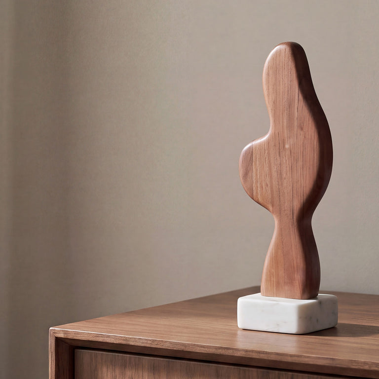 EON WOOD AND MARBLE SCULPTURE