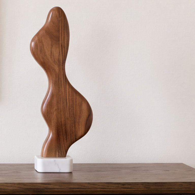 EON WOOD AND MARBLE SCULPTURE