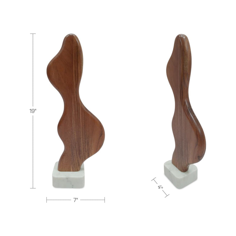 EON WOOD AND MARBLE SCULPTURE