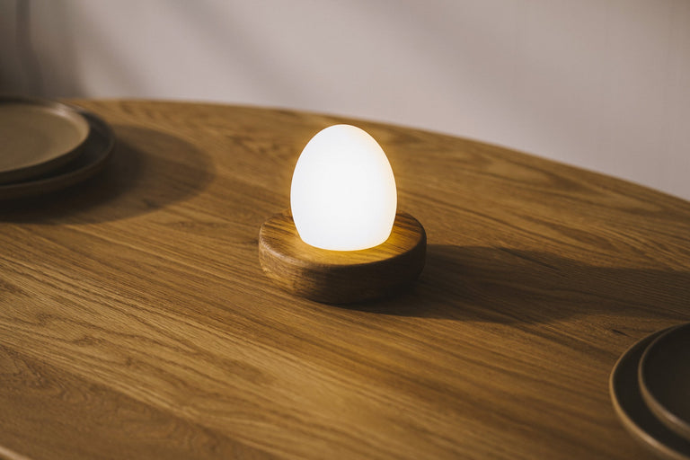 Touch Control Portable Hardwood Egg Lamp by the Iron Roots Designs | Local SF Artisan Craft | LIGHTING