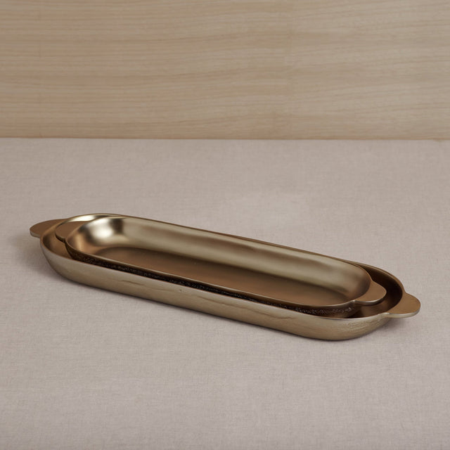 ANTIQUE BRASS LONG SERVING TRAYS