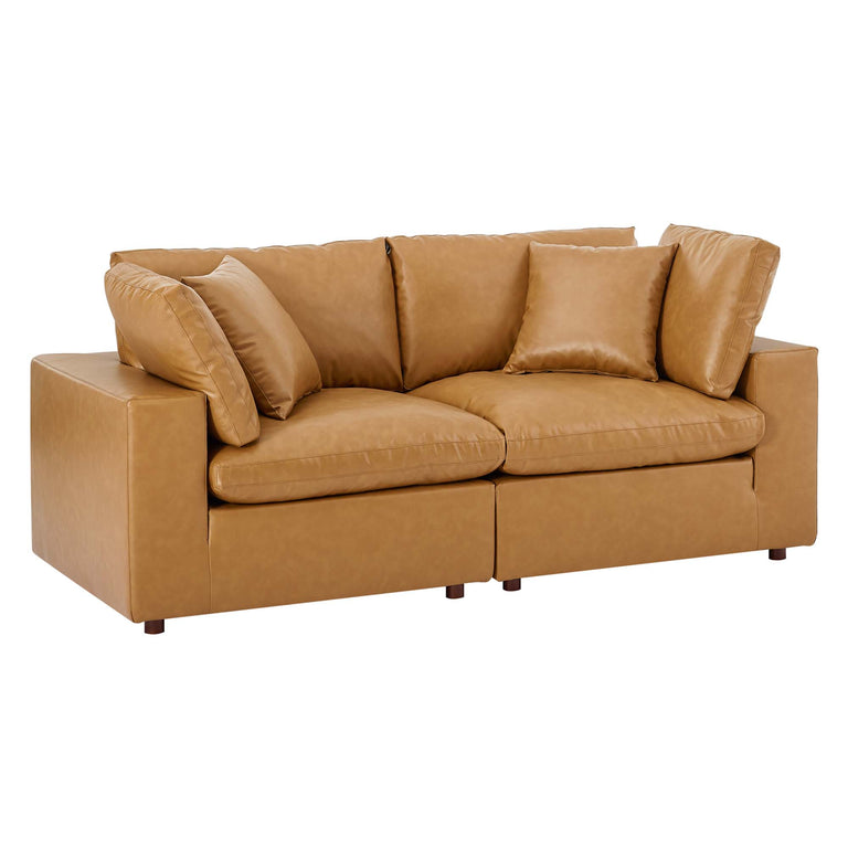 COMMIX OVERSTUFFED VEGAN LEATHER SOFA SECTIONAL | LIVING ROOM FURNITURE